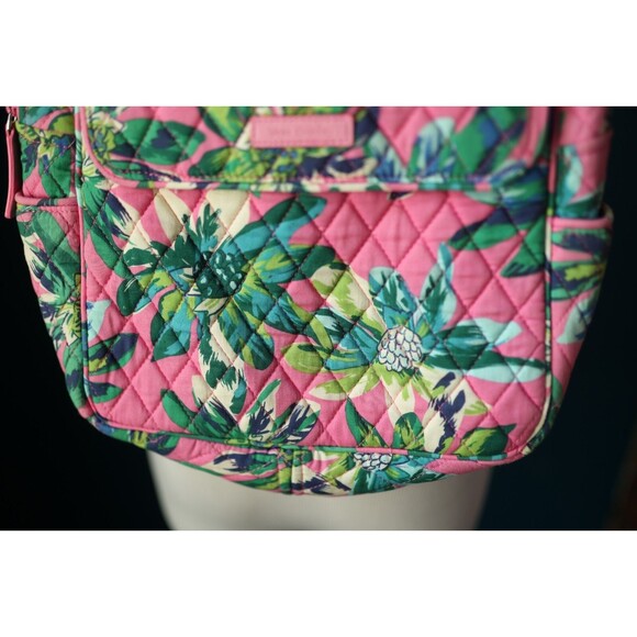 Vera Bradley Campus Backpack Quilted Tropical Paradise Pink Floral Zip Pocket main image 6